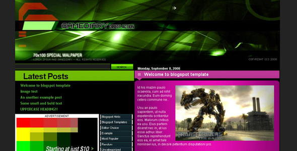 GameDiary Blogger Template GameDiary Blogger Template