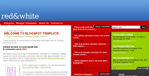 Red White Blogger Template Red White Blogger Template