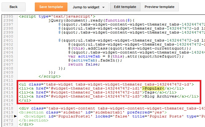 Blogger Tabs Widget Code