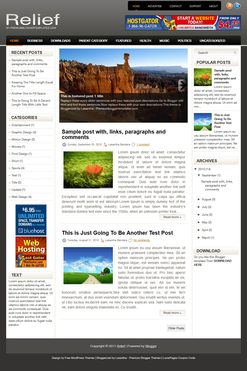 Relief Blogger Template