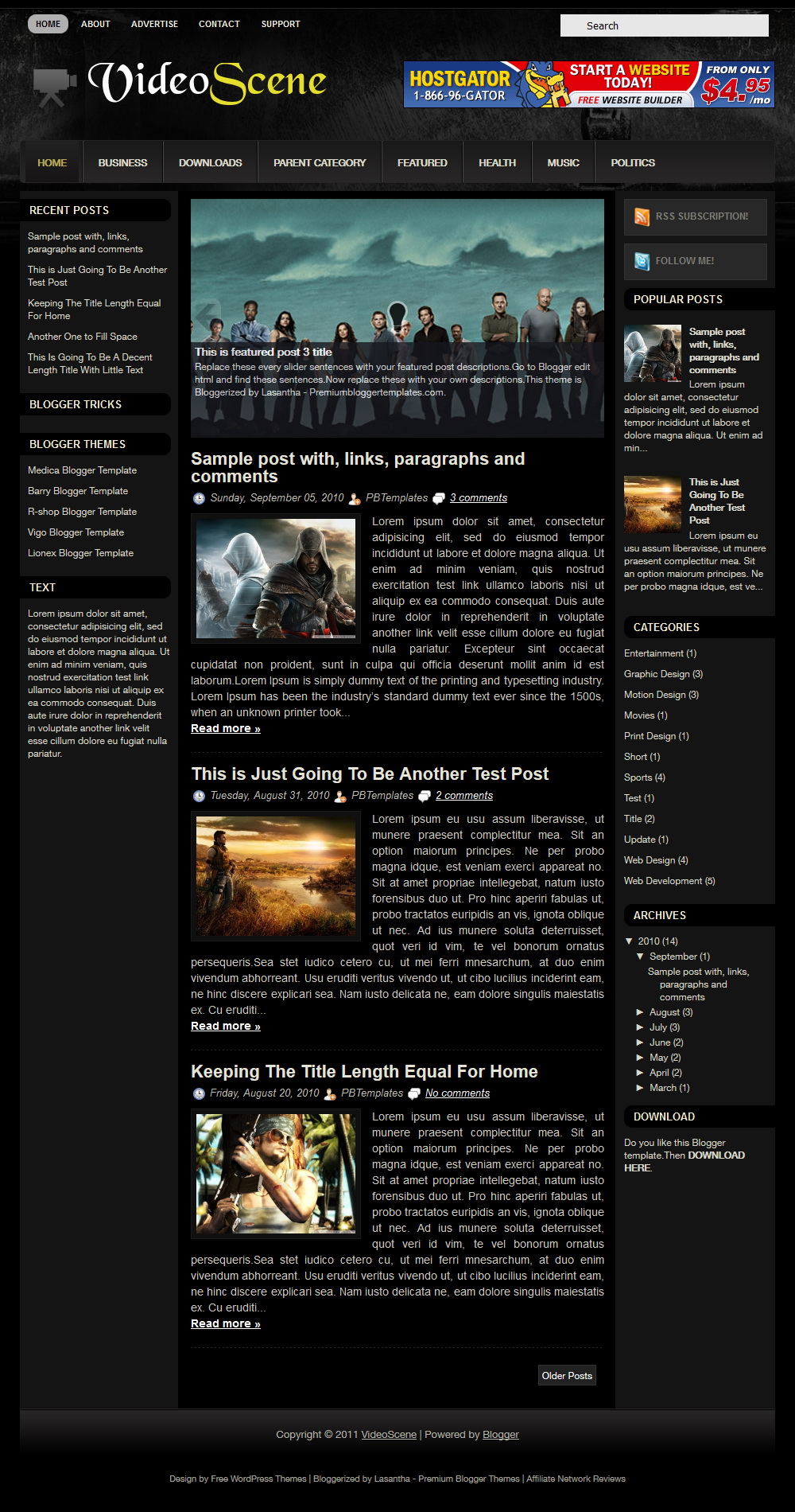 VideoScene Blogger Template