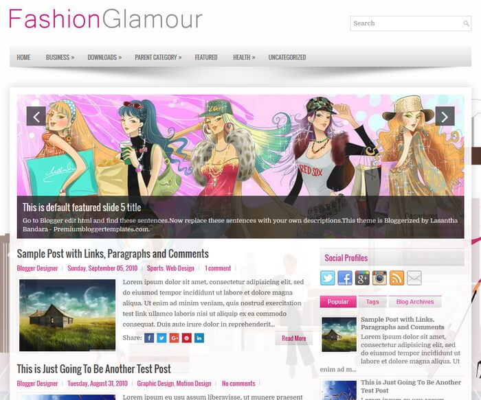 FashionGlamour Blogger Template