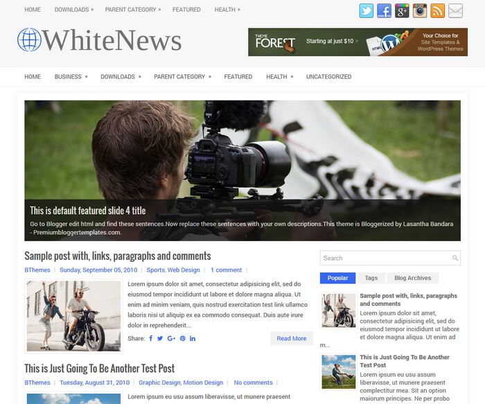 WhiteNews Blogger Template