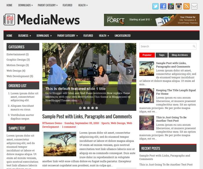 MediaNews Blogger Template