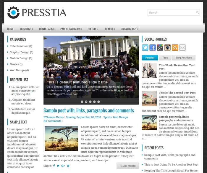 Presstia Blogger Template