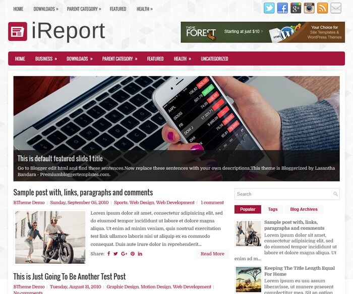 iReport Blogger Template