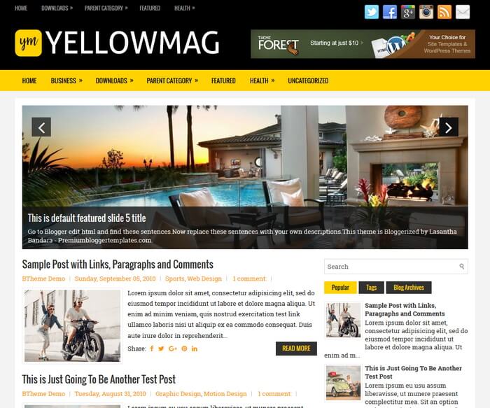 YellowMag Blogger Template