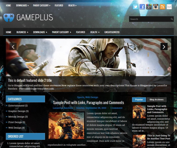 GamePlus Blogger Template