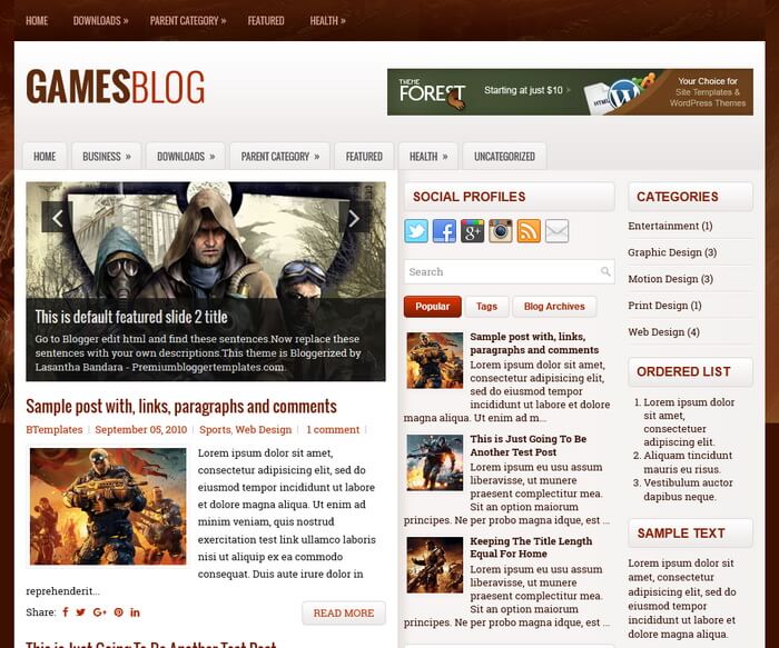 GamesBlog Blogger Template