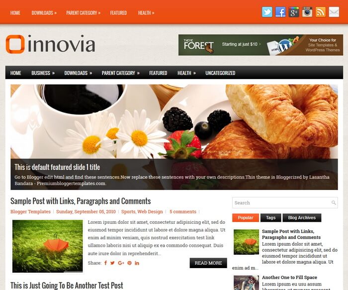 Innovia Blogger Template