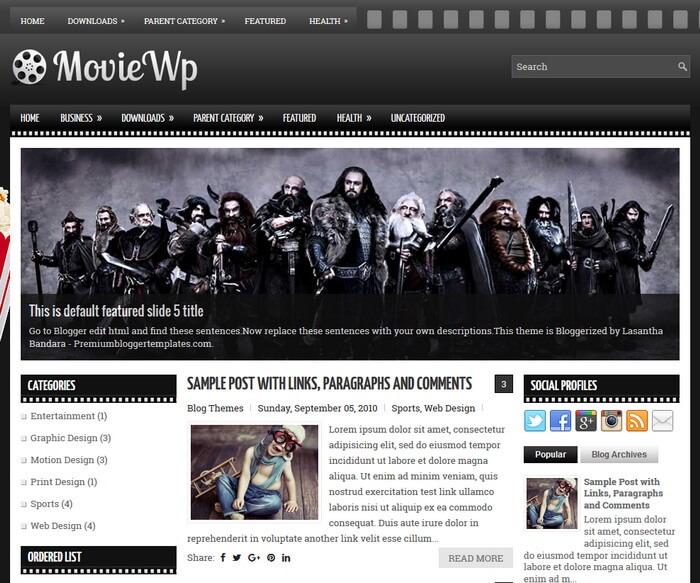 MovieWp Blogger Template