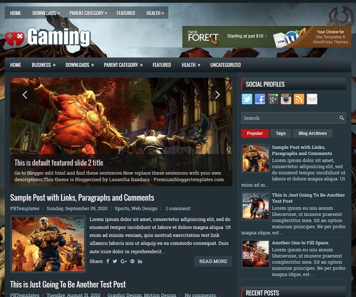 Gaming Blogger Template