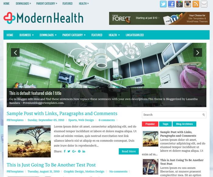 ModernHealth Blogger Template