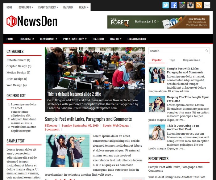 NewsDen Blogger Template