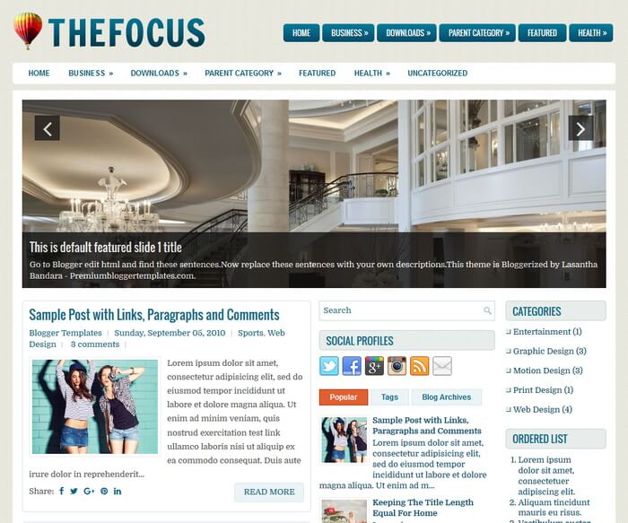 TheFocus Blogger Template