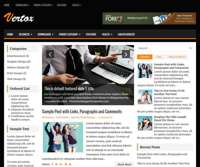 Vertox Blogger Template