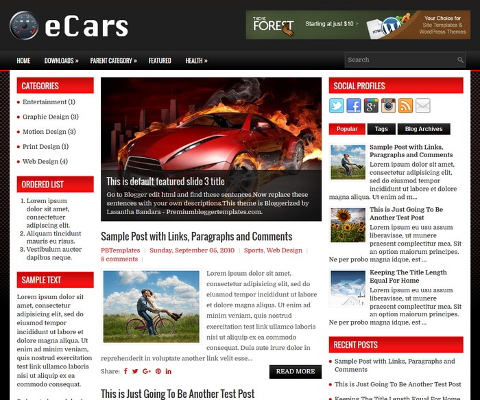 eCars Blogger Template