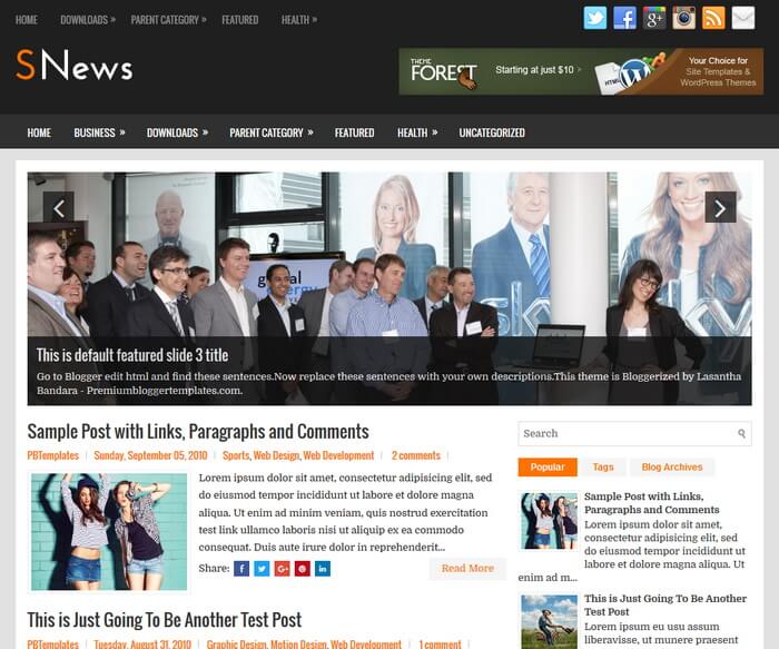 SNews Blogger Template