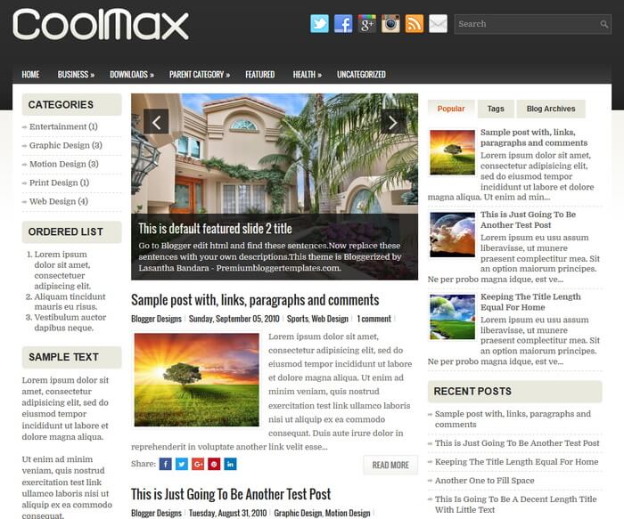 CoolMax Blogger Template