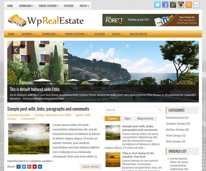 WpRealEstate Blogger Template