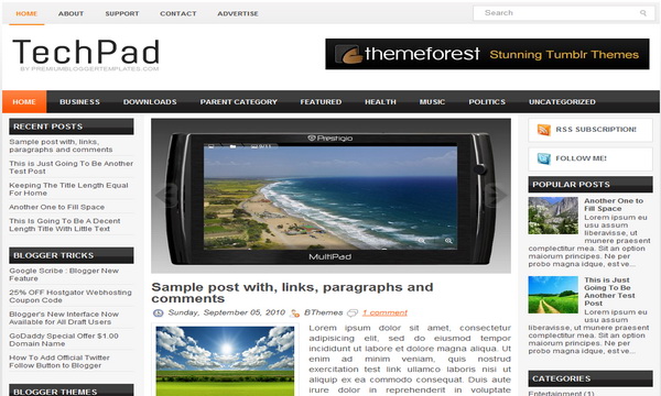 TechPad Blogger Template
