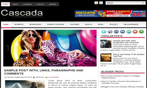 Cascada Blogger Template