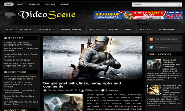 VideoScene Blogger Template