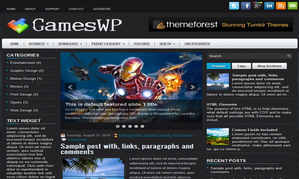 GamesWP Blogger Template