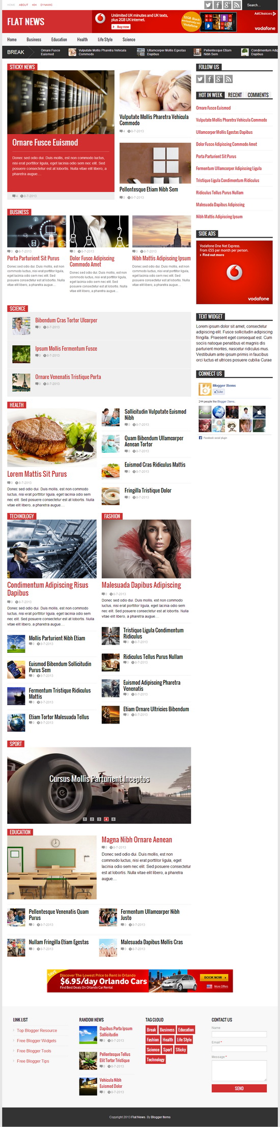 Flat News Blogger Template Full Screenshot