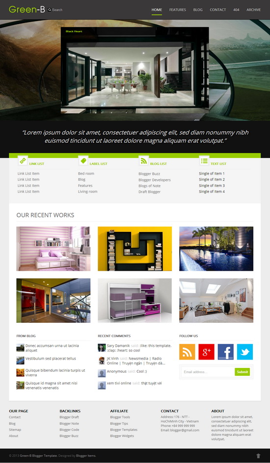 Green-B Blogger Template Screenshot