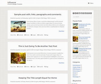 Influence Blogger Template