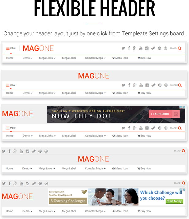 Flexible Header Layout - MagOne Blogger Template