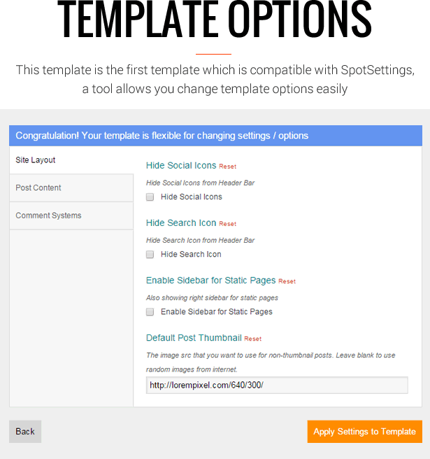 Template Options - MagOne Blogger Template