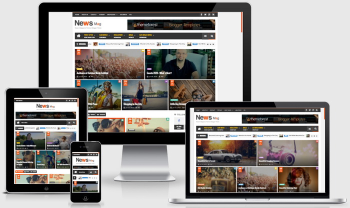Responsive View - News Mag Blogger Template