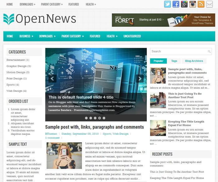 OpenNews Blogger Template