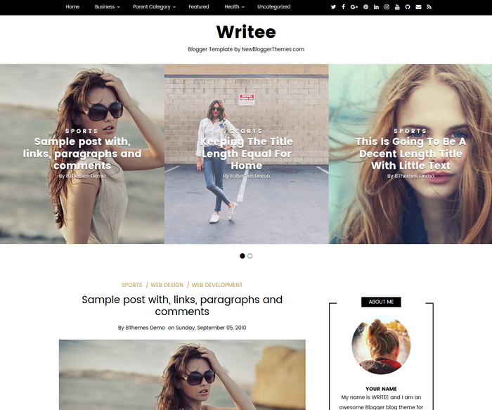 Writee Blogger Template