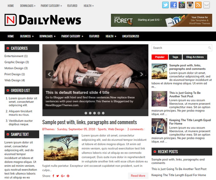 DailyNews Blogger Template