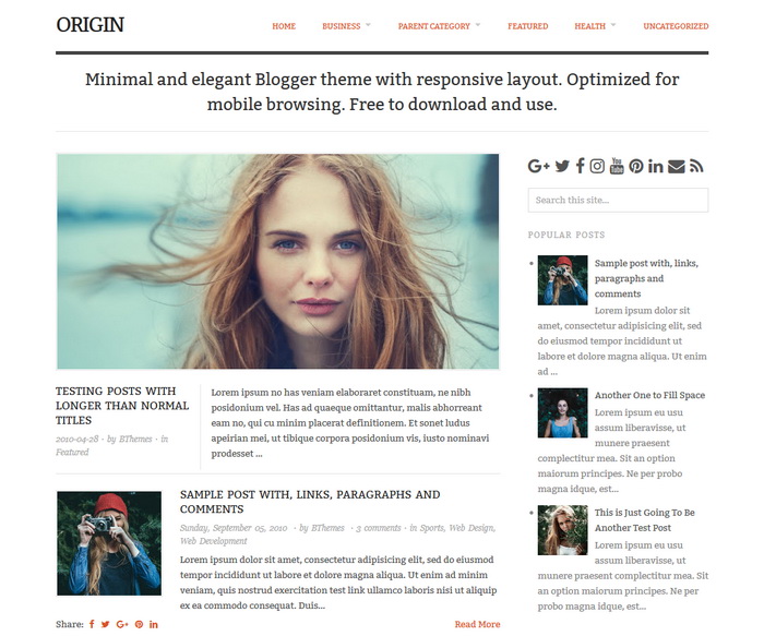 Origin Blogger Template