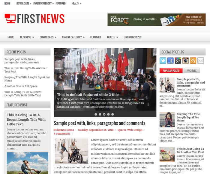 FirstNews Blogger Template