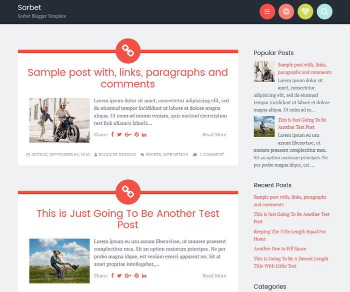 Sorbet Blogger Template