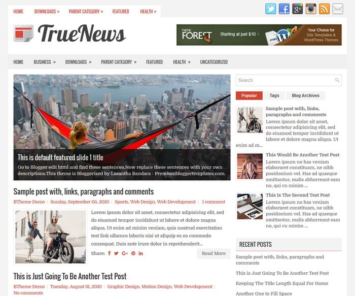TrueNews Blogger Template