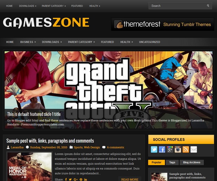 GamesZone Blogger Template