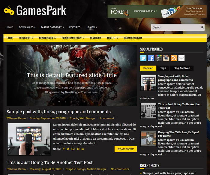 GamesPark Blogger Template