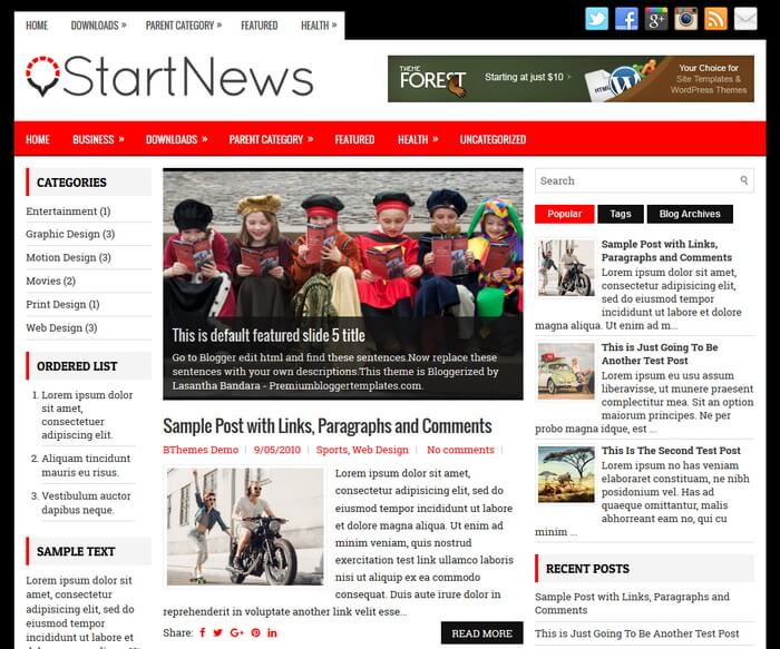 StartNews Blogger Template