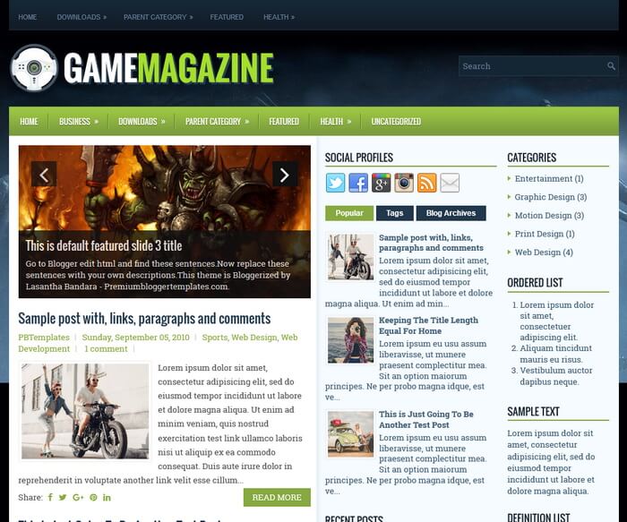 GameMagazine Blogger Template