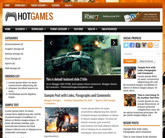 HotGames Blogger Template