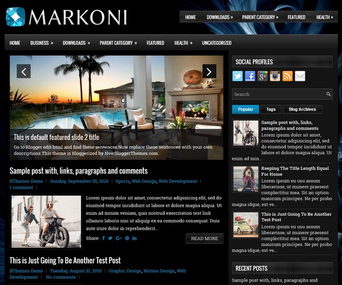 Markoni Blogger Template