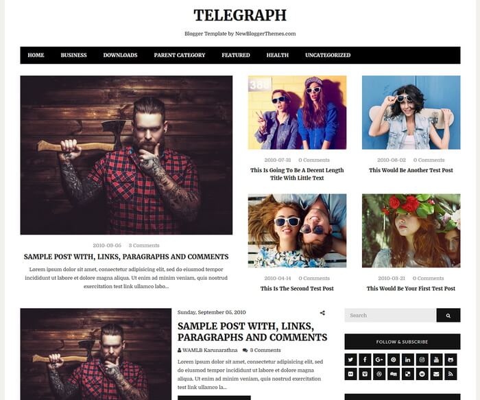 Telegraph Blogger Template