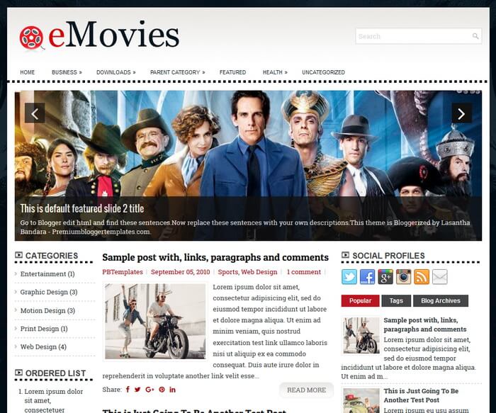 eMovies Blogger Template