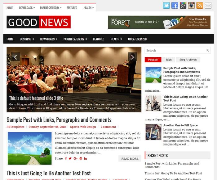 GoodNews Blogger Template